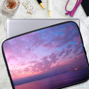 Funda Para Portátil Atardecer oceánico azul púrpura foto simple modern