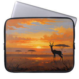 Funda Para Portátil Atardecer Sereno de la Sabana – Arte de Paisaje de