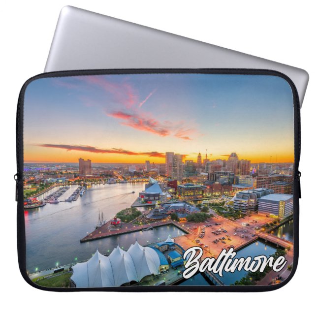 Funda Para Portátil Atardecer sobre Baltimore, Maryland, Estados Unido (Frente)
