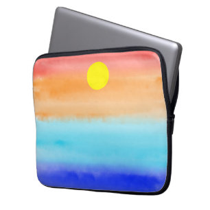 Funda Para Portátil Atardecer sobre la acuarela oceánica Resumen arte 