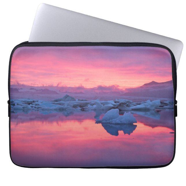Funda Para Portátil Atardecer sobre la laguna del glaciar de Jokulsarl (Frente)