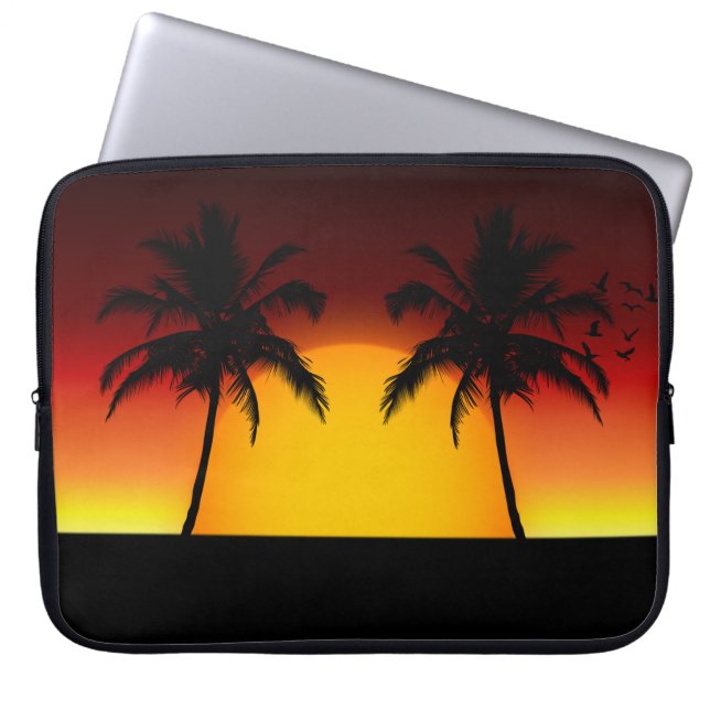 Funda Para Portátil Atardecer tropical con palmeras (Frente)