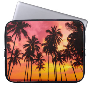Funda Para Portátil Atardecer tropical: Serenidad de la silueta de la