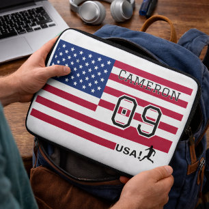 Funda Para Portátil Atleta de fútbol americano personalizado Patriótic