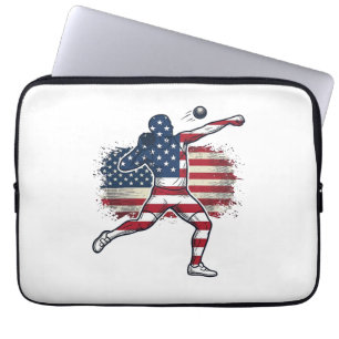 Funda Para Portátil Atleta de lanzamiento de peso patriótico diseño de