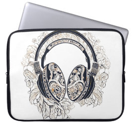Funda Para Portátil Auriculares florales arte de IA