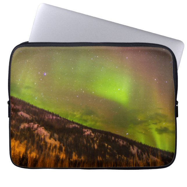 Funda Para Portátil Aurora Borealis | Montañas Fairbanks Alaska (Frente)