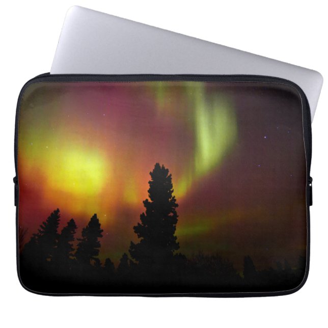 Funda Para Portátil Aurora Borealis y los árboles (Frente)