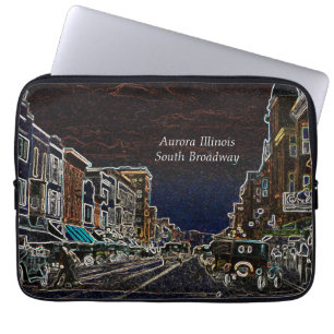 Funda Para Portátil Aurora Illinois South Broadway Neon Art 1920