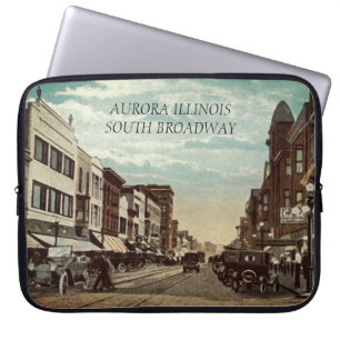 Funda Para Portátil Aurora Illinois South Broadway WATERCOLOR Art 1920