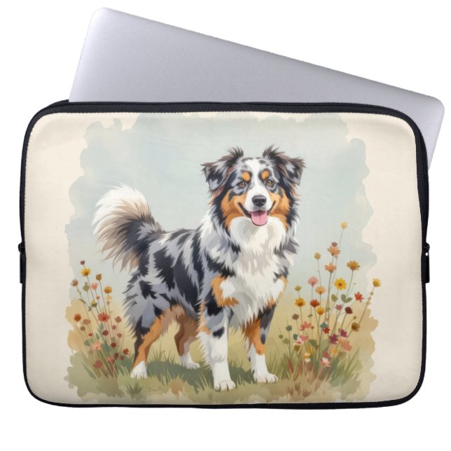 Funda Para Portátil Australian Shepherd Dog Merle Long Tail (Frente)