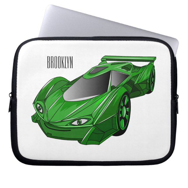 Funda Para Portátil Autobús deportivo verde con ilustracion aéreo (Frente)