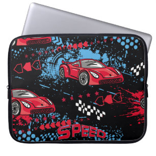 Funda Para Portátil Automóviles abstractos, patrón infantil grueso.