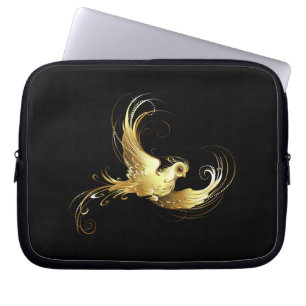 Funda Para Portátil Ave dorada sobre fondo negro