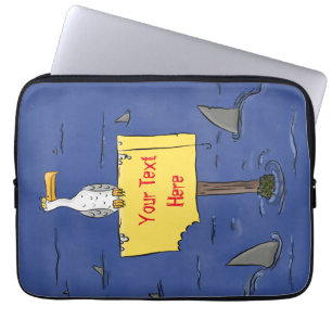Funda Para Portátil Ave marina divertida rodeada por un personalizado 