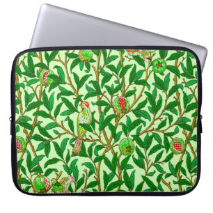 Funda Para Portátil Ave y granada Art Nouveau, verde limón