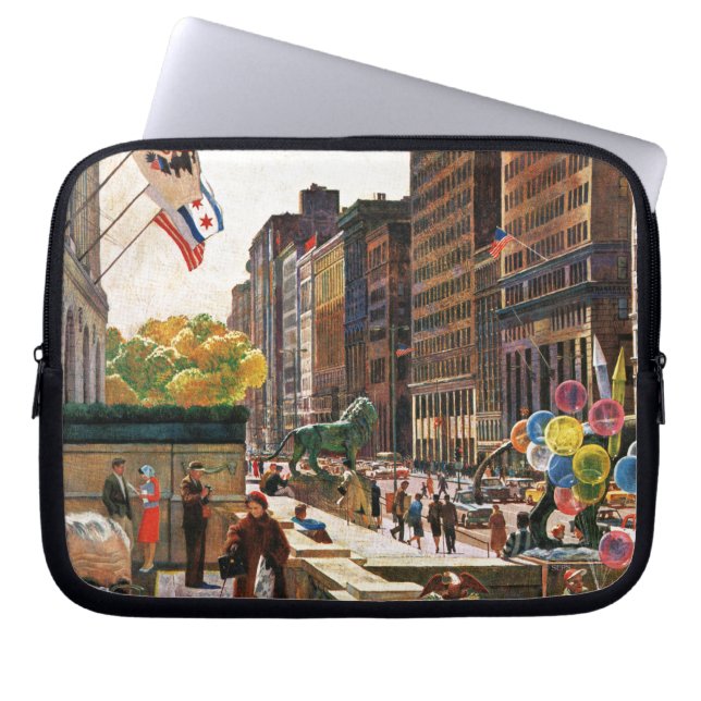 Funda Para Portátil Avenida Michigan, Chicago, por John Falter (Frente)