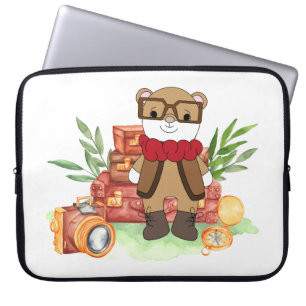 Funda Para Portátil Aventura de dibujos animados de oso lindo de viaje