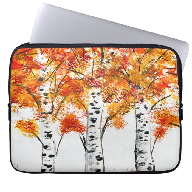 Funda Para Portátil Aves acuáticas Árboles otoño hojas naranjas otoño (Frente)