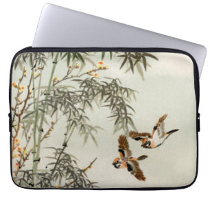 Funda Para Portátil Aves Bambú Vintage asiático japonés