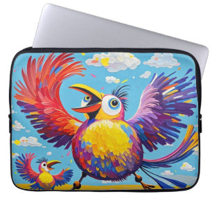 Funda Para Portátil Aves colorido arte abstracto gordo gigante lindo