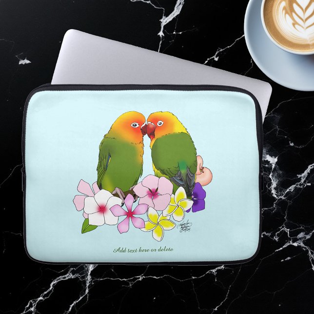Funda Para Portátil Aves de amor Flores tropicales (Subido por el creador)