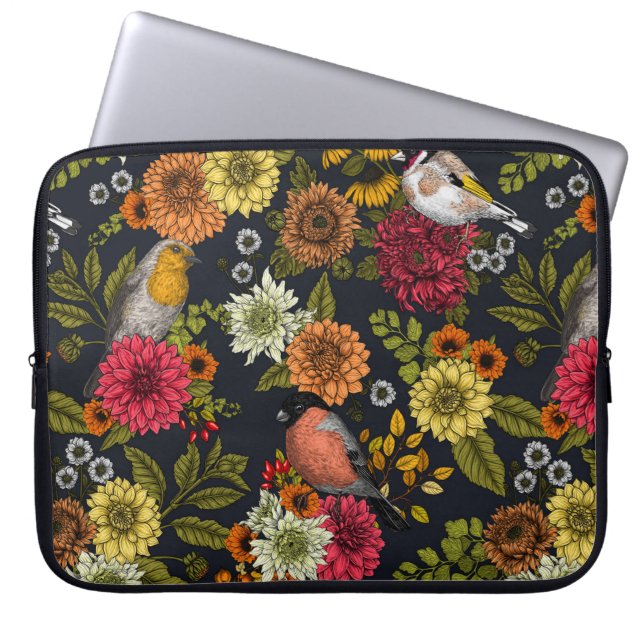 Funda Para Portátil Aves de jardín y flores 2 (Frente)