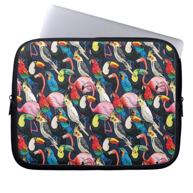 Funda Para Portátil Aves exóticas (Frente)