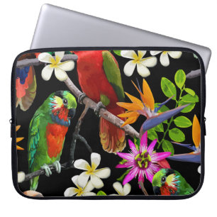 Funda Para Portátil Aves Exóticas Patrón de Flores Hermosas