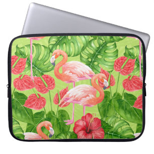 Funda Para Portátil Aves flamencas y plantas tropicales