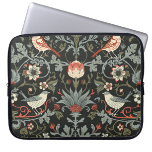 Funda Para Portátil Aves florales negras encantadas