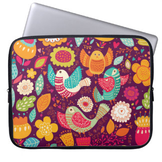 Funda Para Portátil Aves hermosas, flores, poster artístico