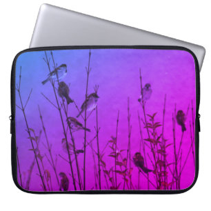 Funda Para Portátil Aves Jardín Fotografía Filtro Púrpura