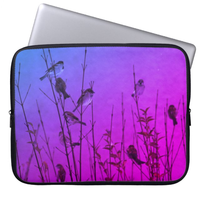 Funda Para Portátil Aves Jardín Fotografía Filtro Púrpura (Frente)