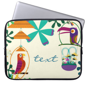 Funda Para Portátil Aves Tiki Arte Retro Vintage Personalizado