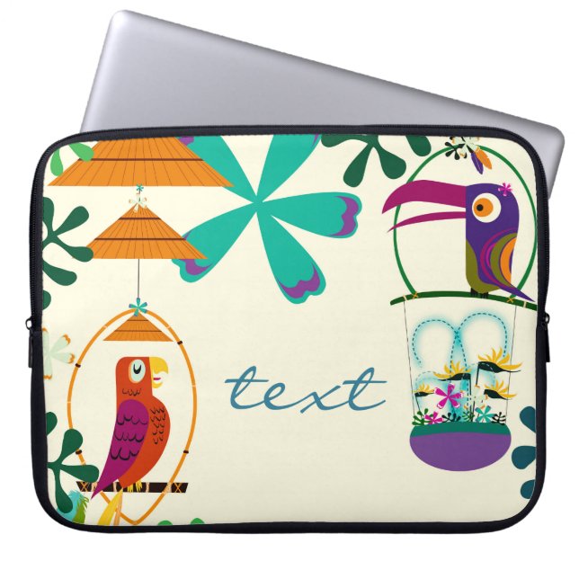 Funda Para Portátil Aves tiki Personalizado personalizado de arte retr (Frente)