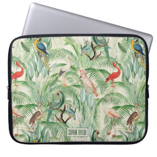 Funda Para Portátil Aves tropicales y hojas de palma antiguas