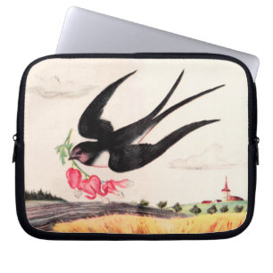 Funda Para Portátil Aves Voladoras Con Flores