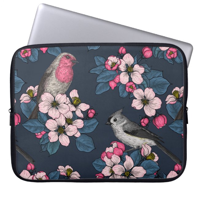Funda Para Portátil Aves y flores (Frente)