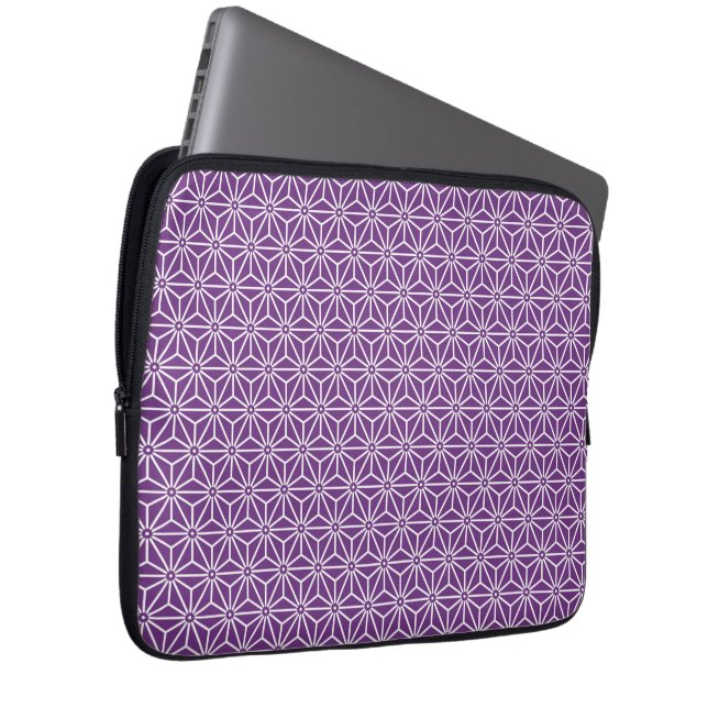 Funda Para Portátil Ayame púrpura oriental Asanoha (Anverso derecho)