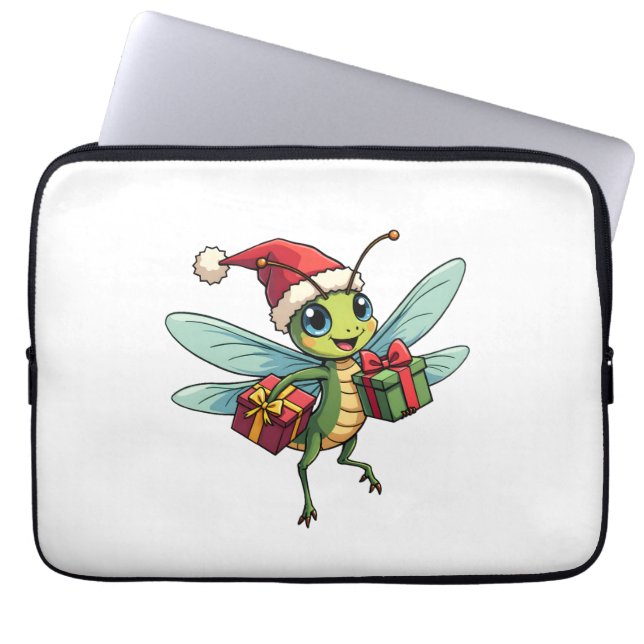 Funda Para Portátil Ayudante de la libélula de Santa (Frente)