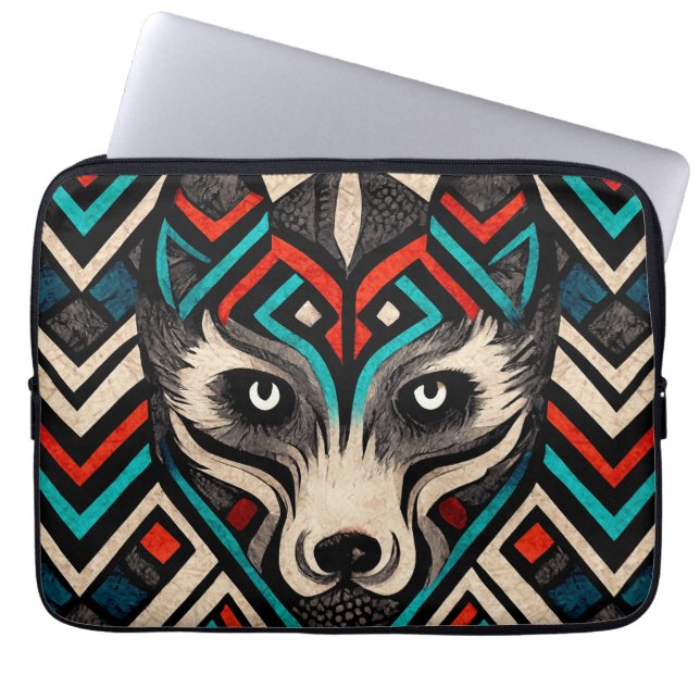 Funda Para Portátil Aztec Wolf Face (Frente)
