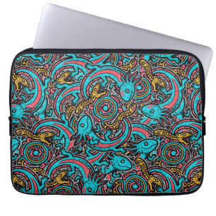 Funda Para Portátil Azteca Axolotl Xolotl Patrón Tribal mitología boho