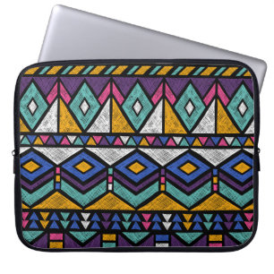 Funda Para Portátil Azteca geométrica tribal: patrón de venado colorid