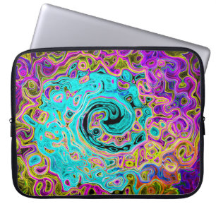 Funda Para Portátil Azul Acuático Gélido Groovy Remolino Líquido Abstr
