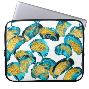 Funda Para Portátil azul acuático, turquesa, dorado.