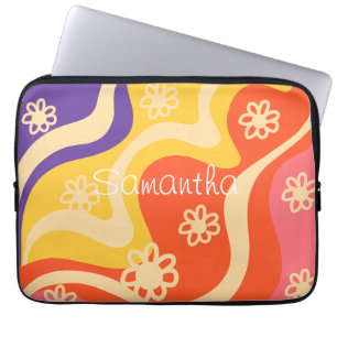 Funda Para Portátil Azul, Amarillo, Naranja, Floral Rosa Resumen