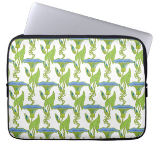 Funda Para Portátil Azul Art Nouveau Ipomoea tapicería floral damasco