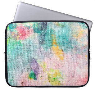 Funda Para Portátil Azul artístico. Presentación Contemporánea Blanca.