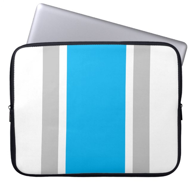 Funda Para Portátil Azul Celeste Atlético Gris Claro Blanco Rayas de C (Frente)